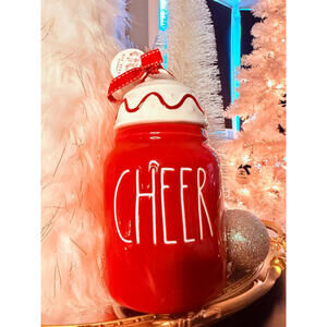 Rae Dunn Cheer Red Christmas Cookie Jar Canister NWT